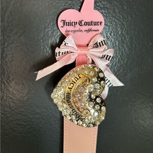 Juicy Couture belt S/M light pink with gold heart buckle juicy logo engraved